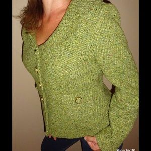Ann Taylor Loft green lined blazer jacket coat